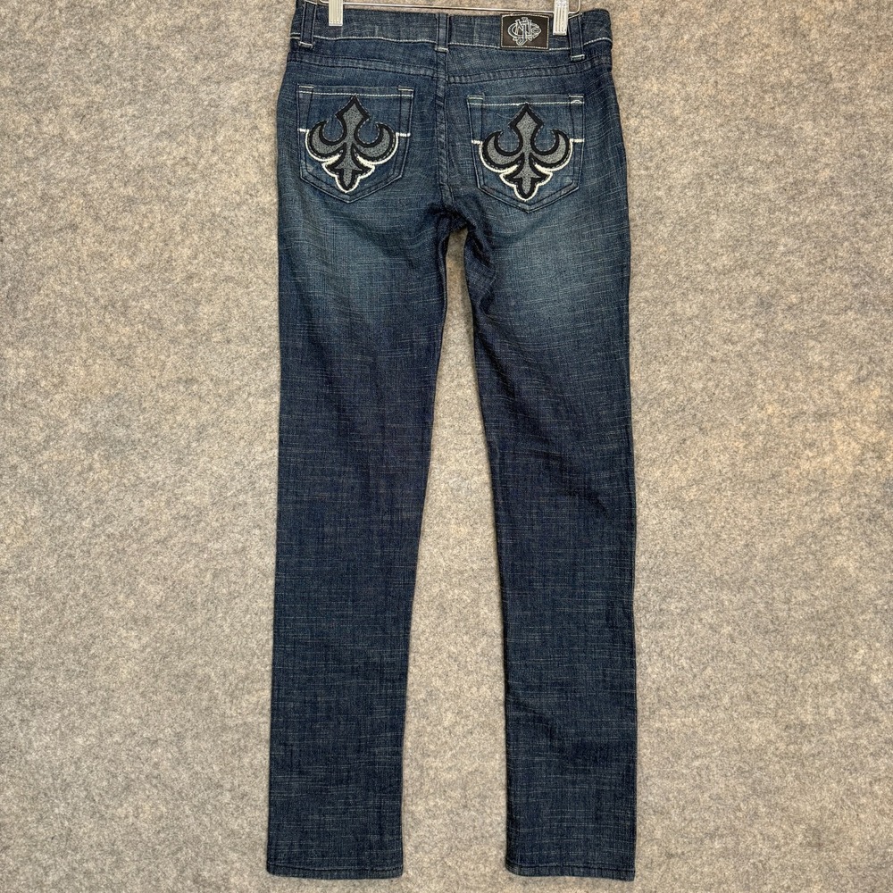 JNCO Jeans Womens 27 Skinny Low Rise Dark Blue Denim Pants Y2k Streetwear Skate - Picture 11 of 16